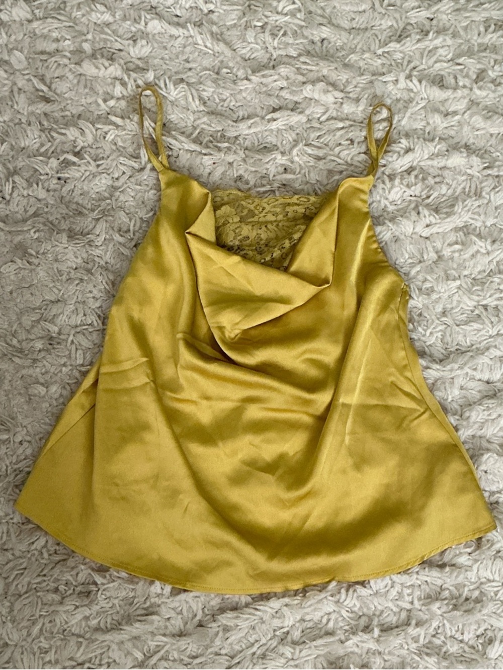 Yellow Lace Trim Cami Top